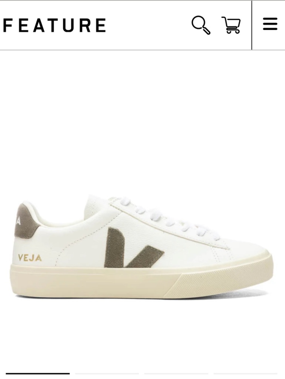 Veja Women's Campo Chromefree Sneaker in Extra White and Kaki